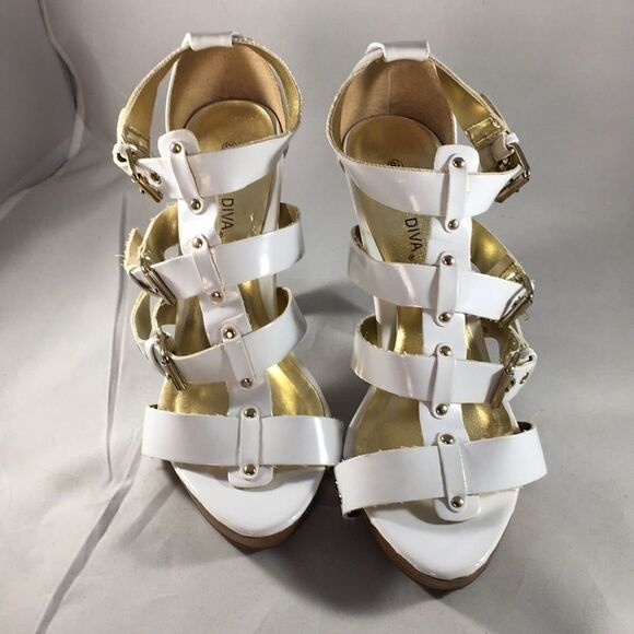 WILD DIVA white and gold platforms - Picture 4 of 6